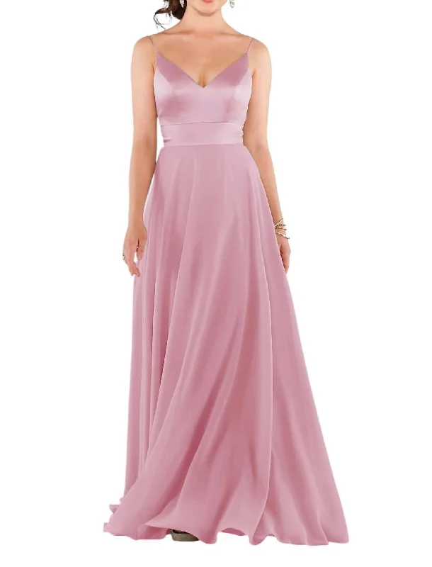 Women's Plus-Size Apparel Parisian Effortless Chic Style Mixed Fabric Bridesmaid Dress In Desert Rose