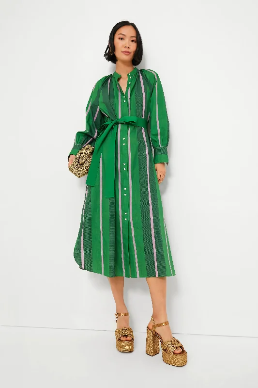 Women's Everyday Garments Feminine Charm Jewel Green Calypso Shirt Dress