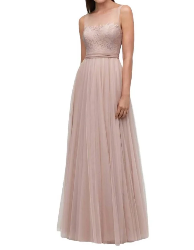 Women's Clothing Apparel Effortless Sophistication Lisa Aria Lace Bridesmaid Dress In Blush