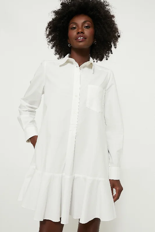 Timeless Women's Garments Save on Classic Elegant Styles White Cotton Poplin Callahan Shirt Dress