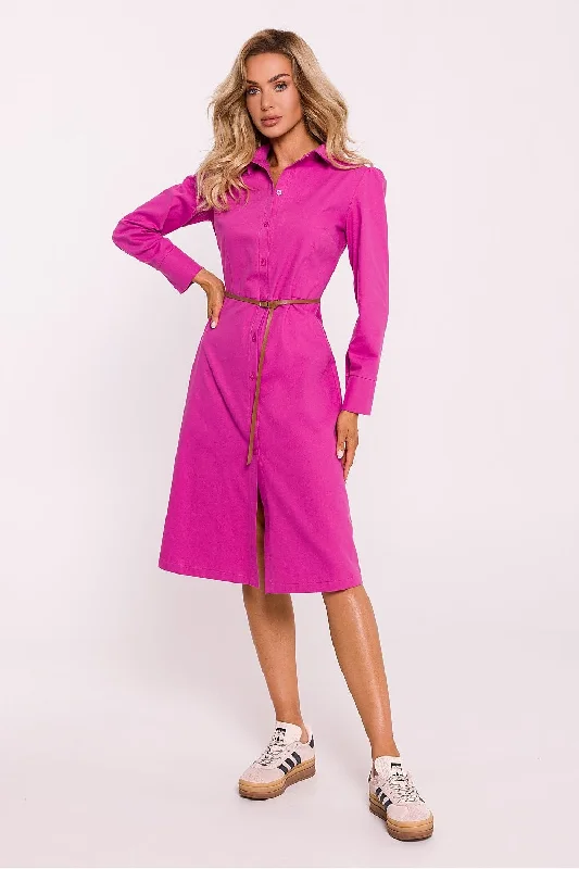 Women's Cozy Winter Attire Subtle Sophistication Moe Buttoned Long Sleeve Cotton Blend Shirt Dress