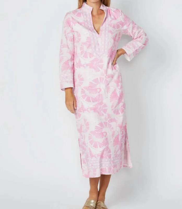 Women's Elegant Outfit Effortless Sophistication Long Sleeve Caftan In Pink