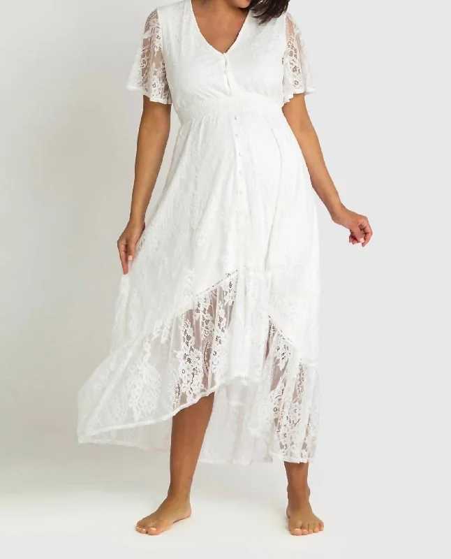 Women's Clothing And Garments Sets Y2K Nostalgic Fashion Look Lace Maternity Gown In White