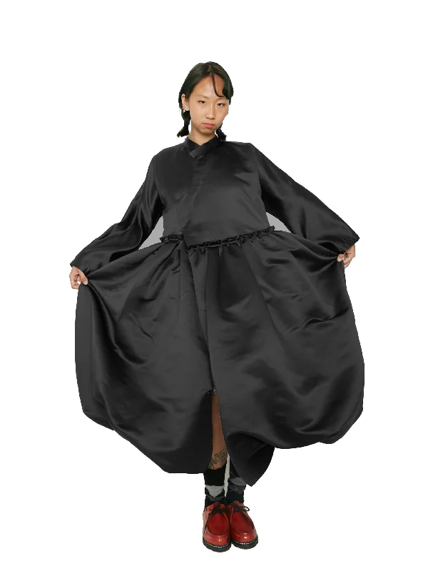 Women's Comfy Loungewear Outfit Feminine Flow Comme des Garçons Comme des Garçons (CDGCDG) Poly Satin Thick Dress - Black