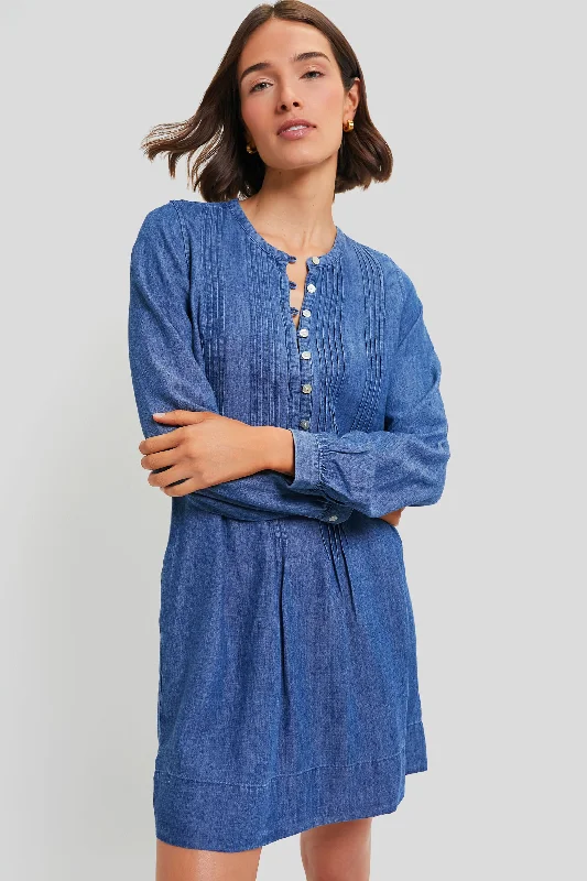 Timeless Women's Apparel Fashion-Forward Style Dark Rain Wash The Tried and True Long Sleeve Isha Dress