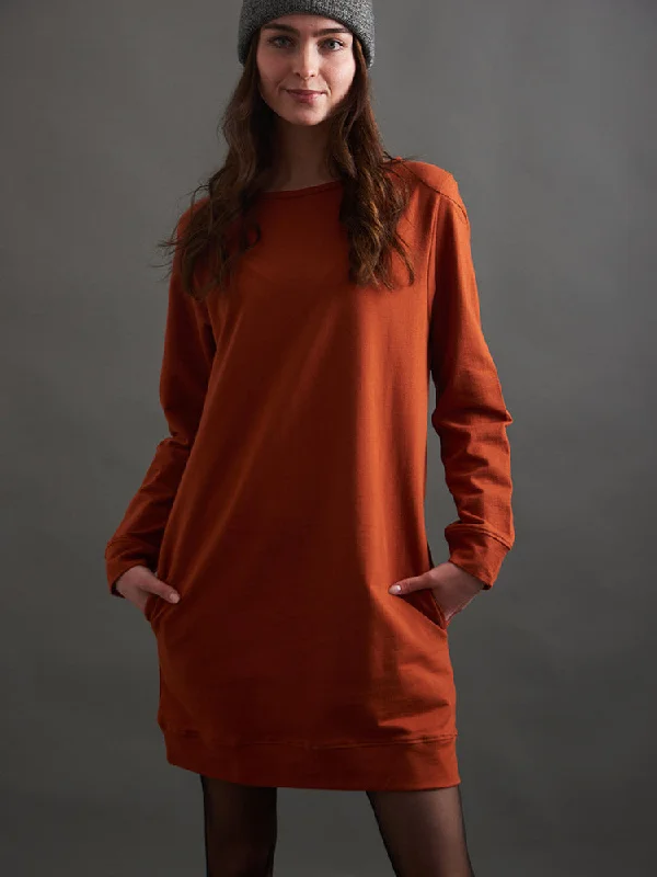 Women's Garments Lightweight Fabric Sweatshirt Dress - Loop Knit Clay