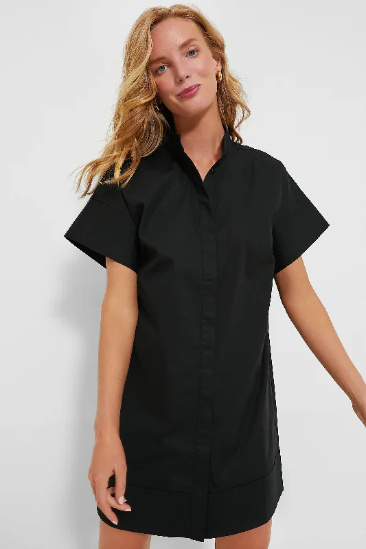 Women's Transitional Garments Big Savings on Minimalist Office Styles Black Trapunto Stitch Sofia Shirt Dress