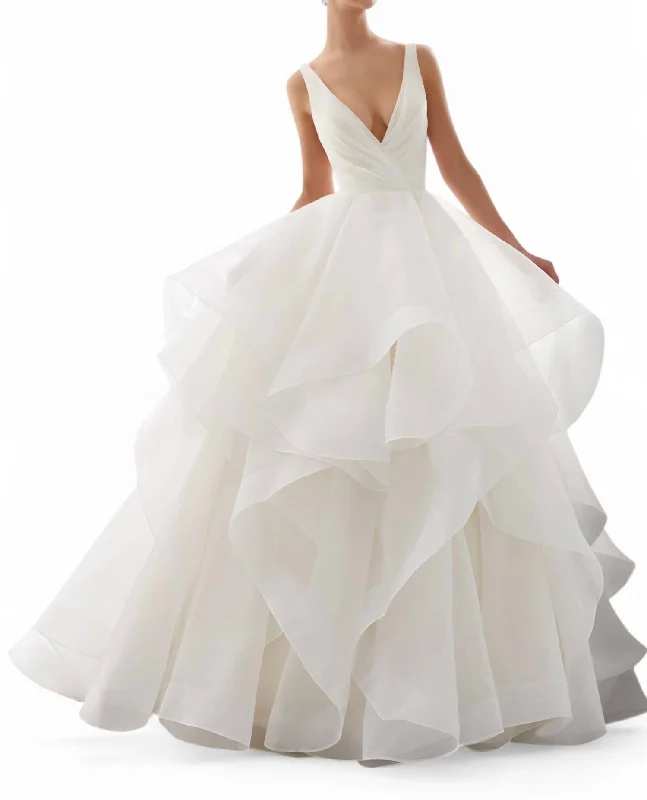 Women's Luxury Attire Elegant Contour Milly Wedding Dress In Ivory