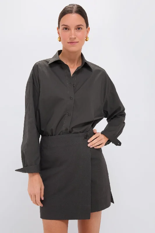 Women's Trendy Garments Minimalist Office - Ready Style Deep Olive La Reina Mini Shirt Dress