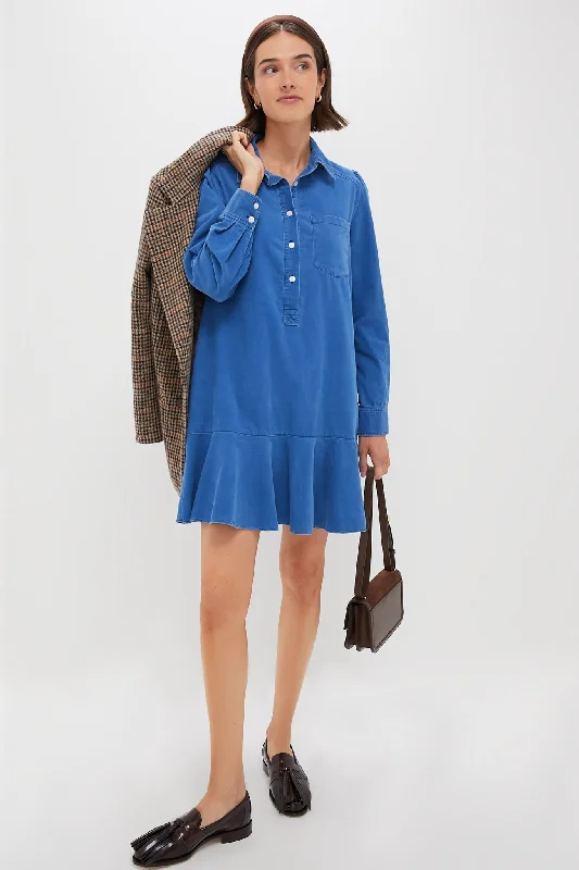 Affordable Women's Garments Classic Timeless Elegant Style Indigo Corduroy Callahan Shirt Dress