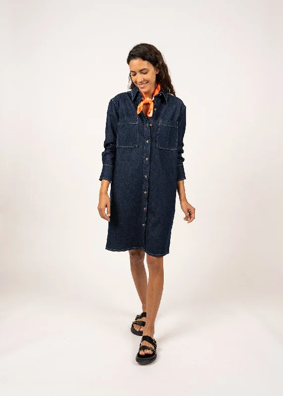 Women's Evening Apparel Refined Simplicity Roxane denim shirt dress - with contrast stitching (JEAN)