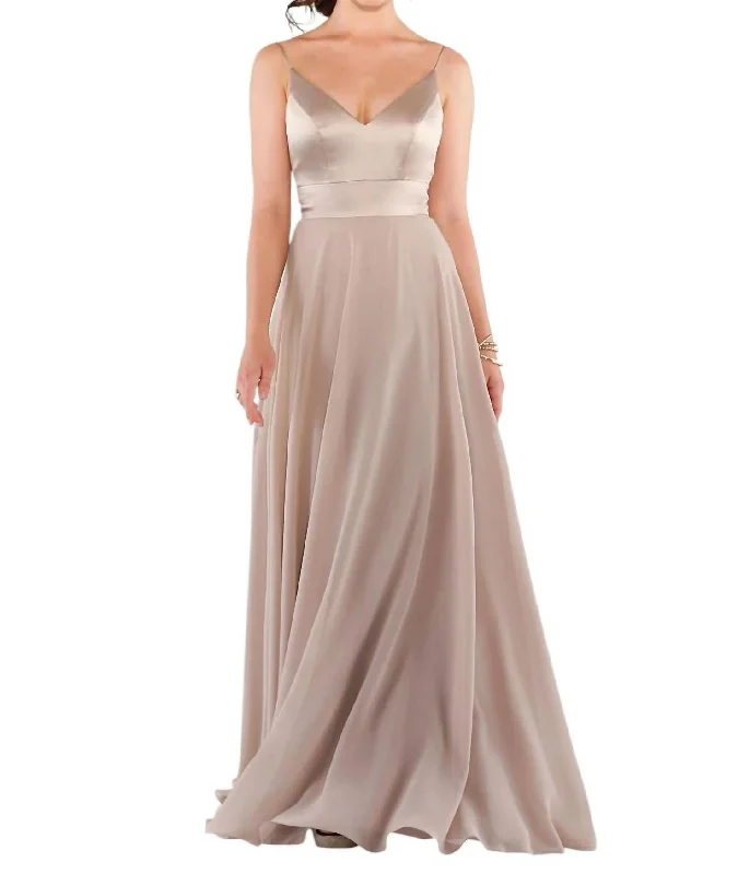 Women's Evening Apparel Fashion-Forward Style Mixed Fabric Bridesmaid Dress In Vintage Rose