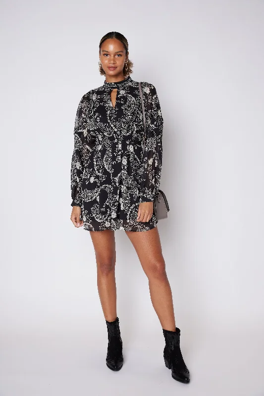 Women's Formal Clothes Parisian Effortless Chic Style Felix Paisley Long Sleeve Dress