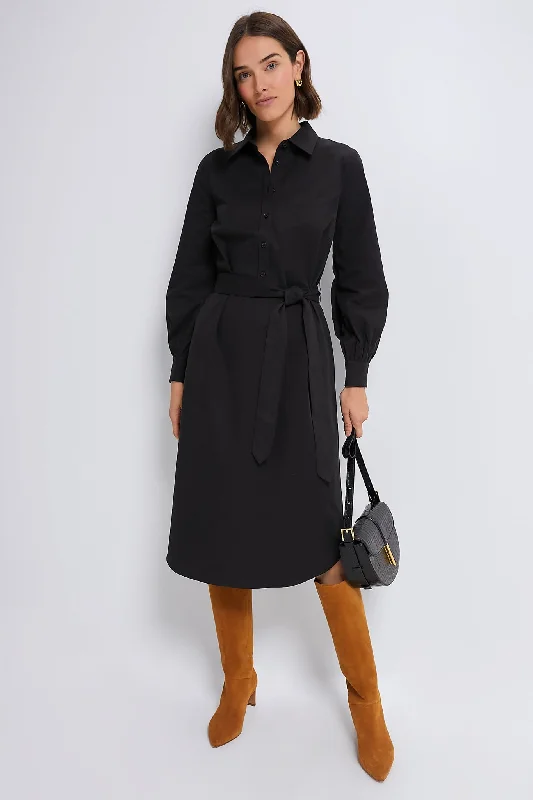 Women's Casual Garments Art Deco Geometric Pattern Look Black Lantern Sleeve Tory Shirt Dress