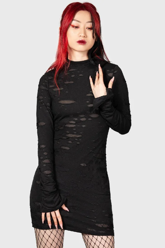 Women's Holiday Clothing Feminine Grace Sinners Glimmer Long Sleeve Dress