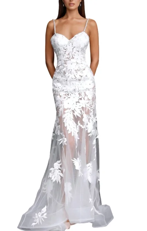 Women's Casual Attire Vintage Elegance Spaghetti Straps Embroidered Wedding Dress in Ivory