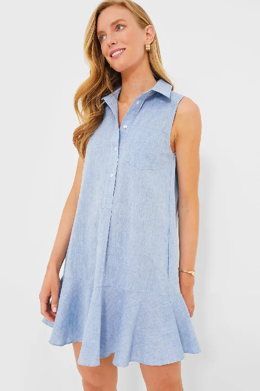 Women's Vintage Garments Limited - Edition Drops Chambray Sleeveless Callahan Shirt Dress