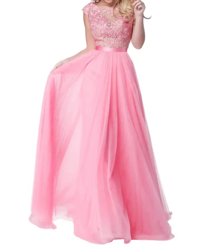 Affordable Women's Attire Elevated Style Lace Appliqued Wedding Dress In Pink