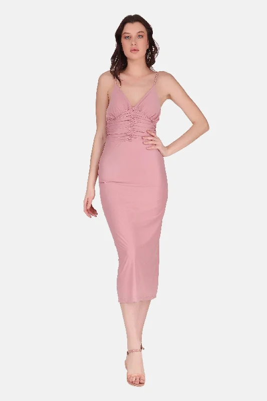 Women's Outdoor Activity Garments Contemporary Elegance Baby Pink Cocktail Bodycon Dress