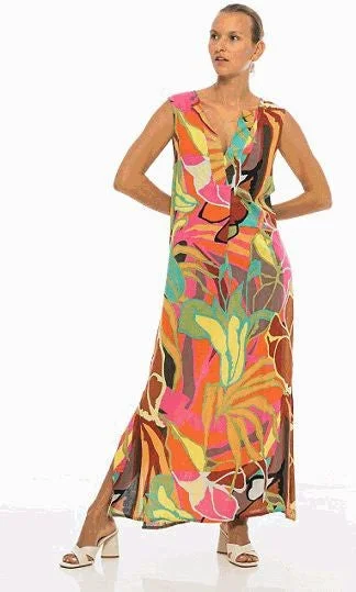 Women's Clothing Sets Limited - Stock PM Ella Long Sleeveless V-Neck Dress Multi Clair