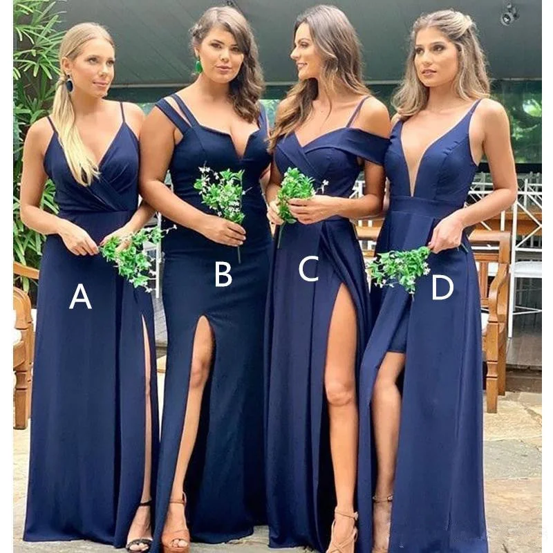 Women's Chic Outfit Everyday Glamour Roycebridal Cheap Mismatched Mermaid Navy Blue Bridesmaid Dresses