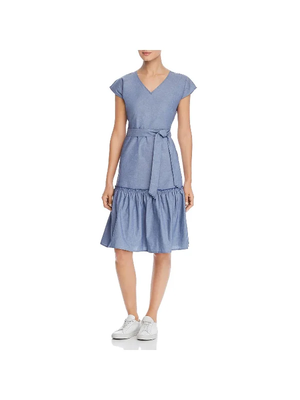 Women's Relaxed Clothes Everyday Glamour Womens Chambray V-Neck Casual Dress