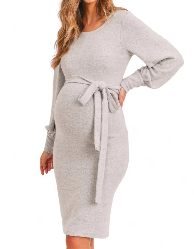 Women's Apparel And Garments Save on Classic Elegant Styles Cashmere-Like Sweater Knit Maternity Dress In Heather Grey