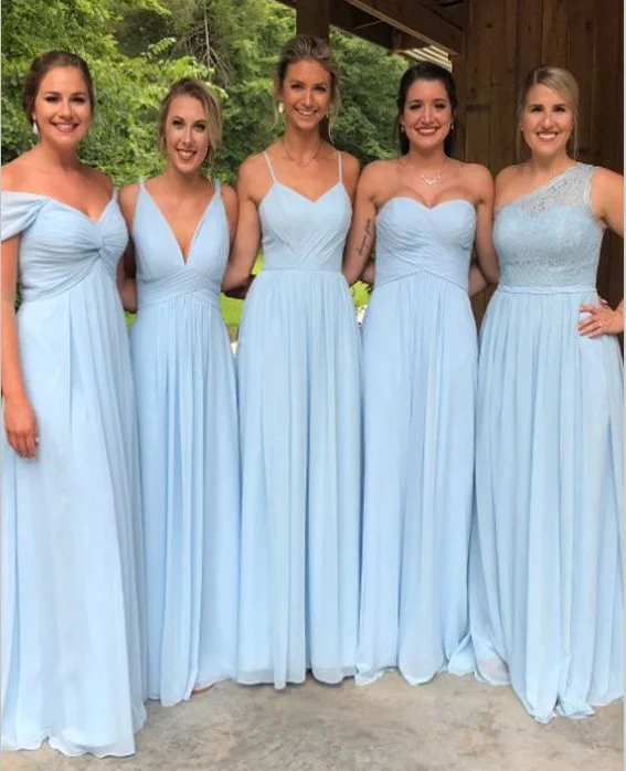 Women's High-End Clothing Feminine Soft - Hued Look Sexy Floor length chiffon cheap bridesmaid dresses long