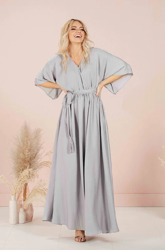 Women's Clothes For Work Events Elevated Style Venus Misty Gray Maxi - DM Exclusive - Nursing Friendly - Maternity Friendly - FINAL SALE