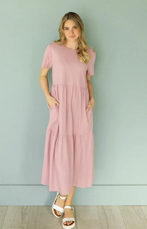 Women's Loungewear Clothes Luxe Layering Kelsey Mauve Mist Dress - MCO - Maternity Friendly - FINAL SALE