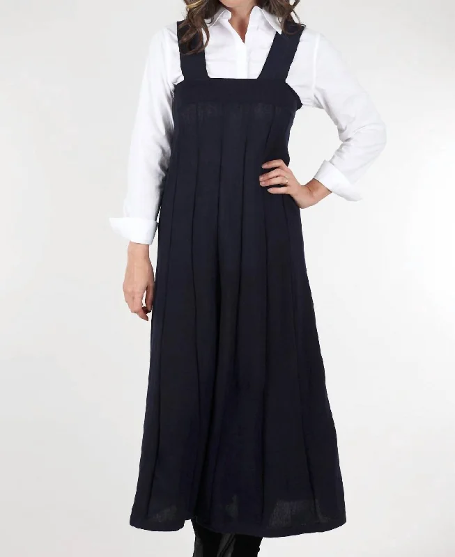 Women's Comfortable Lounge Garments Grab Romantic Date - Night Styles Now Merino Suspender Dress In Navy