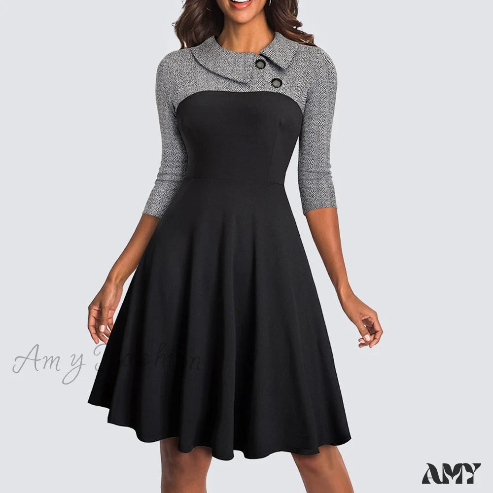 Women's Clothing For Outdoor Events Now on Sale for Chic Urban Styles Amy Fashion - Swing Skater Work Office Casual Dress