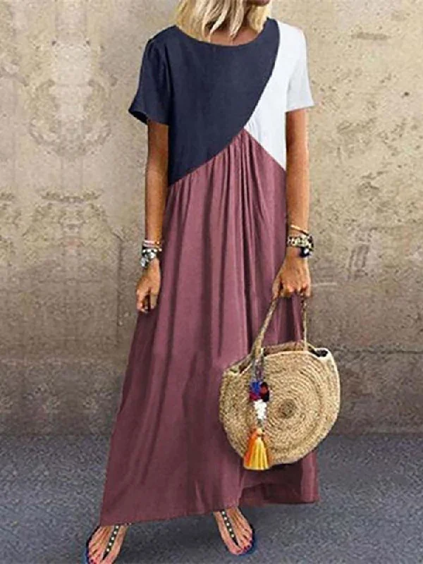 Women's Vintage-Inspired Clothing Casual Elegance Patchwork Loose Cheap Casual Dresses