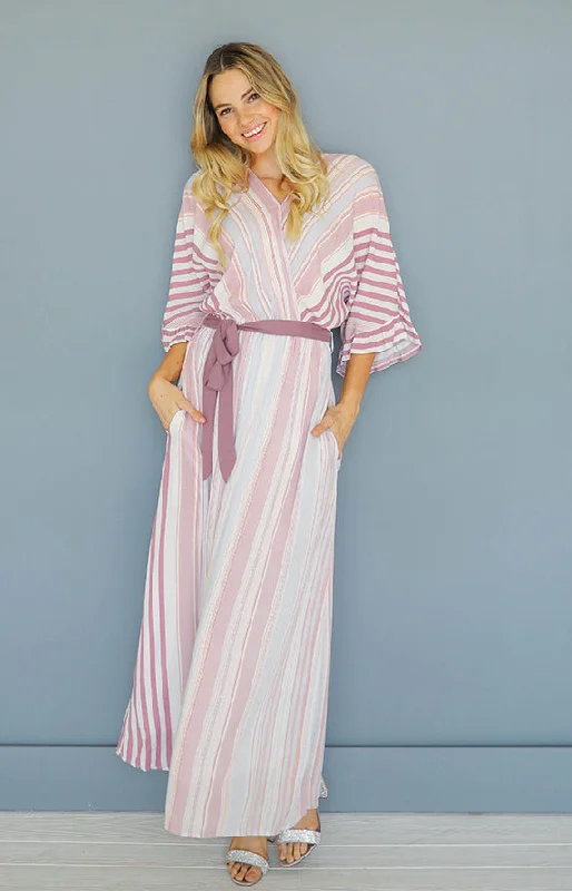 Women's Casual Wear Clothes Graceful Drape Giselle Mauve Stripe Maxi Dress - DM Exclusive - Nursing Friendly - Maternity Friendly - FINAL SALE