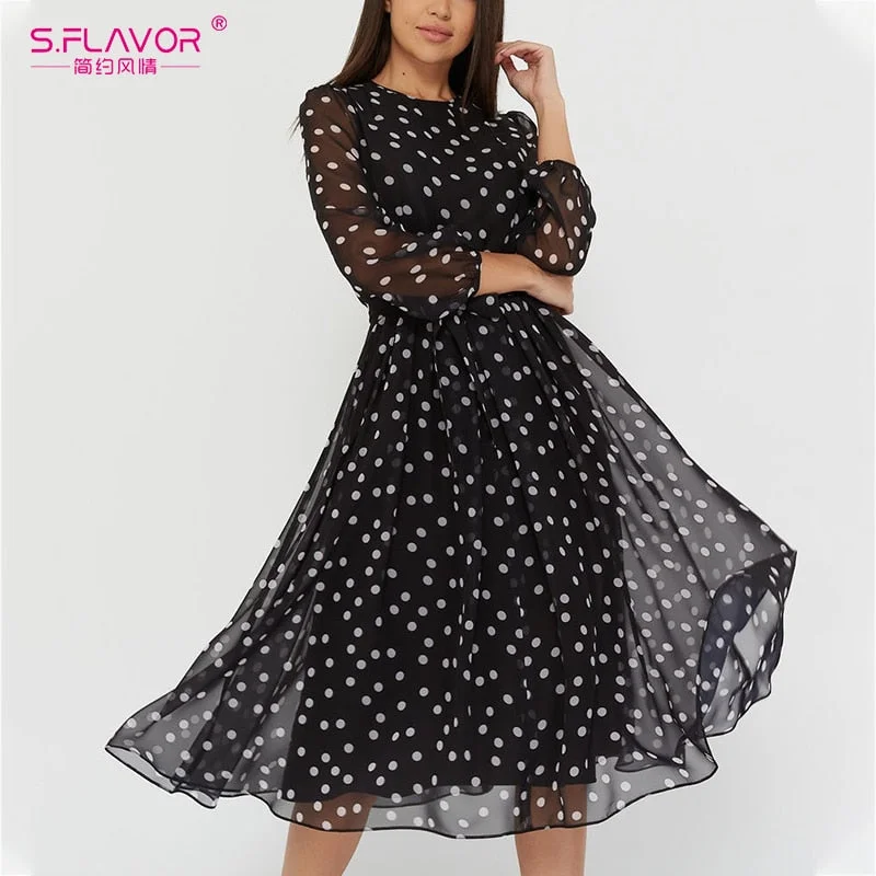 Women's Fashionable Clothing Sets Today Only S.FLAVOR Vintage Winter Fashion Casual Dress