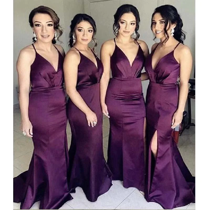 Stylish Outerwear Clothes For Women Rustic Countryside Charm Look Roycebridal Cheap Purple Long Bridesmaid Dresses Mermaid Spaghetti Straps