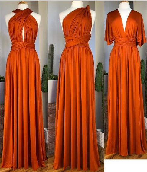 Women's Travel Outfit Set Classic Timeless Elegant Style Sheath Sleeveless Orange Infinity Bridesmaid Dresses Multiway Dress