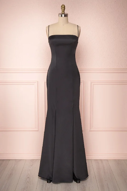 Women's Clothes For The Office Disco - Inspired Retro Dance Look Naomie Black | Silky Mermaid Gown