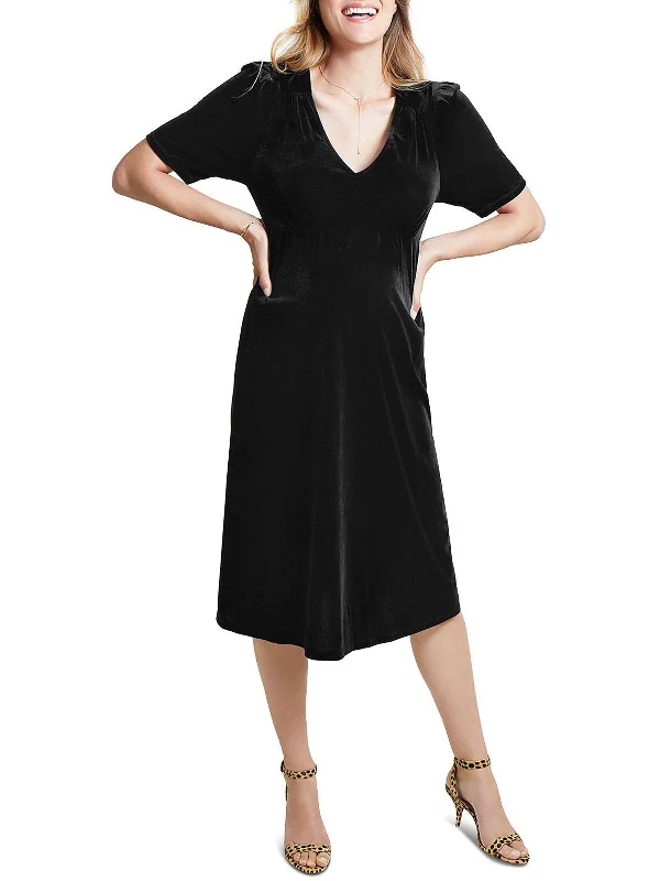 Women's Functional Outdoor Garments Everyday Glamour Womens Velvet Knee Length Maternity Dress