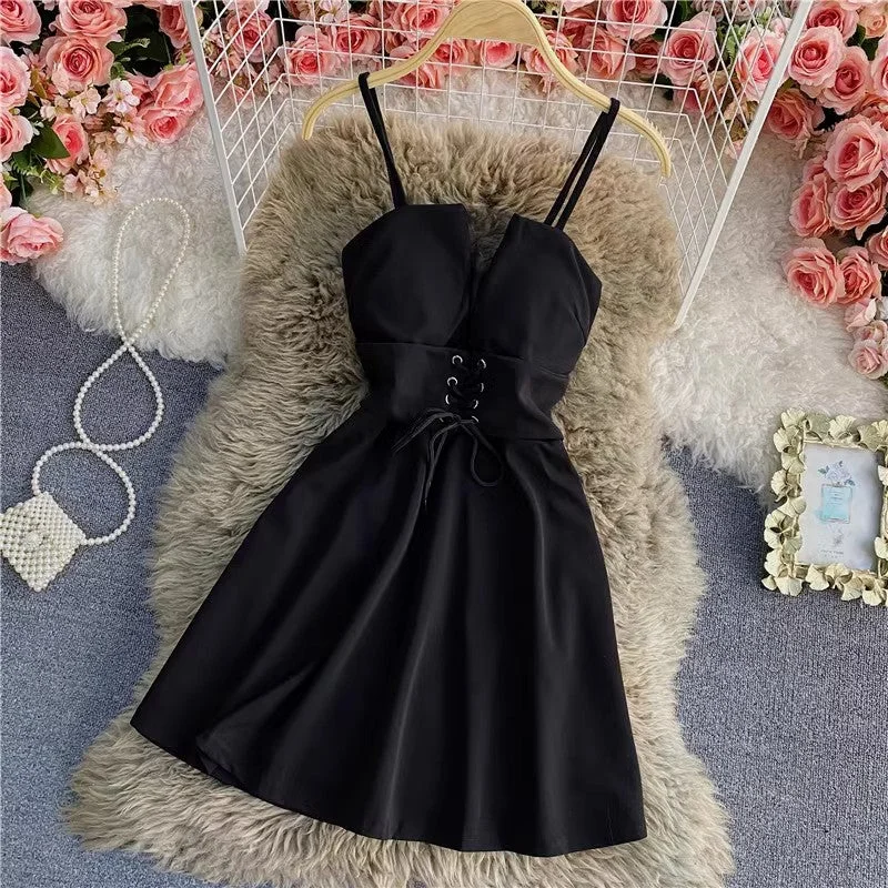 Stylish Women's Attire Sophisticated Cut new style tube top dress women's sexy suspender skirt A-line skirt dress     S4341