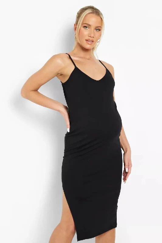 Women's Clothing For Casual Outings Modern Romance Boohoo Maternity Strappy Side Split Midi Womens Dress