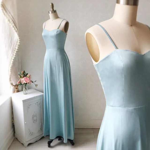 Chic Women's Outfit Flash Sale Roycebridal Simple Baby Blue Long Bridesmaid Dresses Straps Wedding Guest Dress