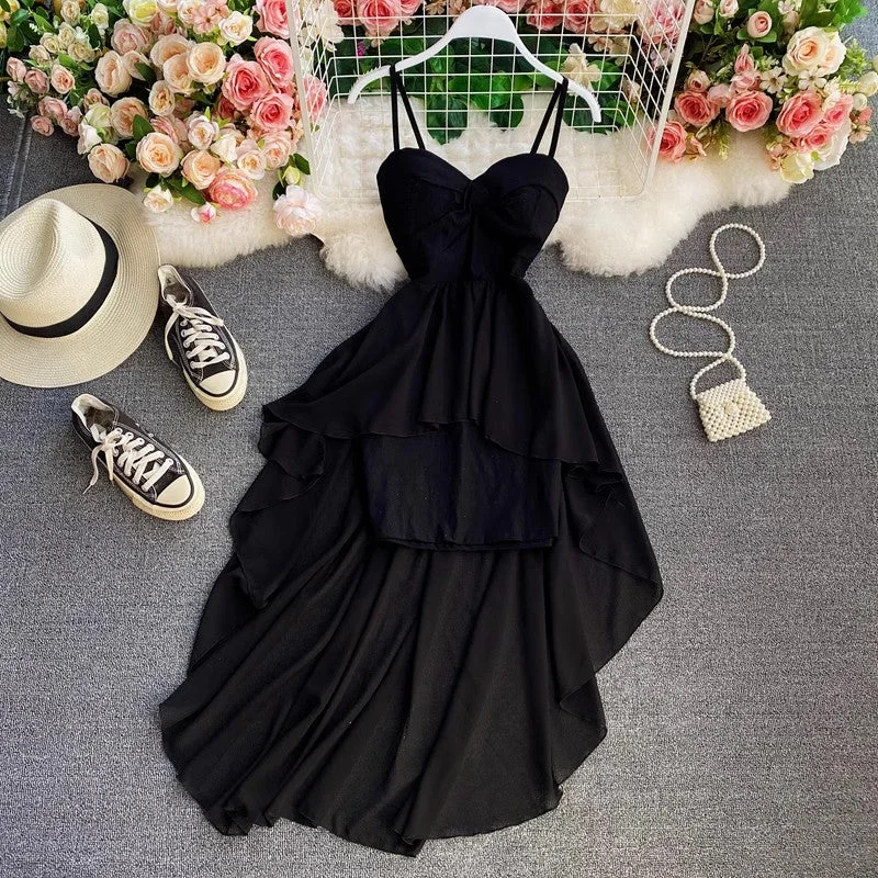 Timeless Women's Outfit Score Big on Glamorous Red - Carpet Styles irregular tube top suspender dress with chic design     S4264