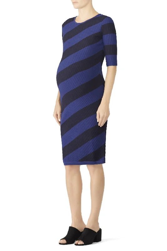 Timeless Women's Garments Now on Sale for Chic Urban Styles Rib Knit Maternity Dress In Blue