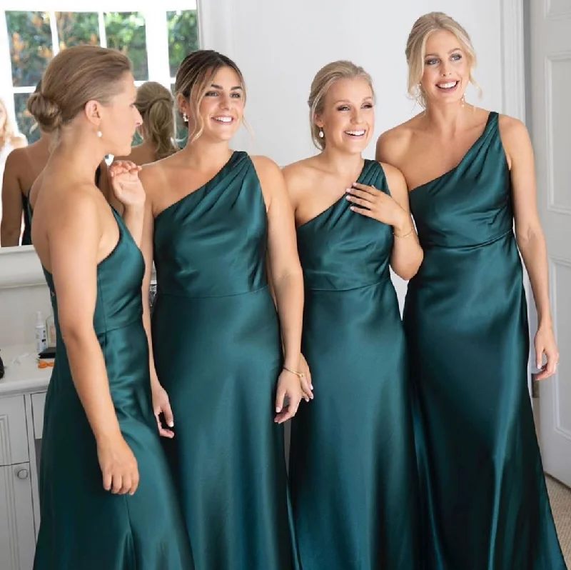 Stylish And Comfortable Clothing For Women Parisian Effortless Chic Style Roycebridal One Shoulder Sleeveless Cheap Emerald Green Bridesmaid Dresses