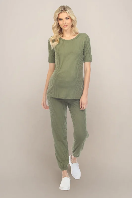 Casual Clothes For Women Weekend Special Sage Green Comfort Two-Piece Maternity Set