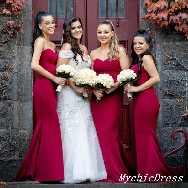 Modern Women's Attire Score Big on Glamorous Red - Carpet Styles Long Mermaid Red Wedding Guest Dresses Long Sweetheart Bridesmaid Dresses