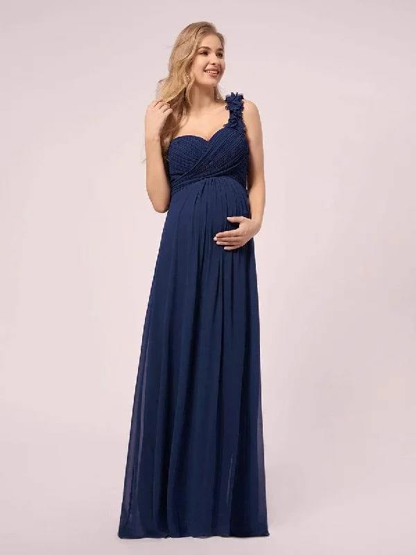 Comfortable Women's Clothes Mid - Season Sale One Shoulder Chiffon Maternity Dresses