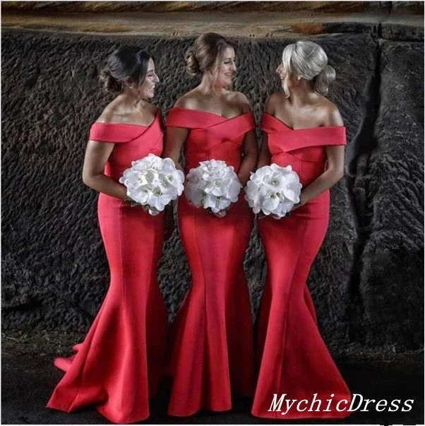 Women's Resort Attire Now on Sale for Chic Urban Styles Roycebridal Hot Off the Shoulder Red Wedding Guest Dresses UK Floor Length Bridesmaid Dress