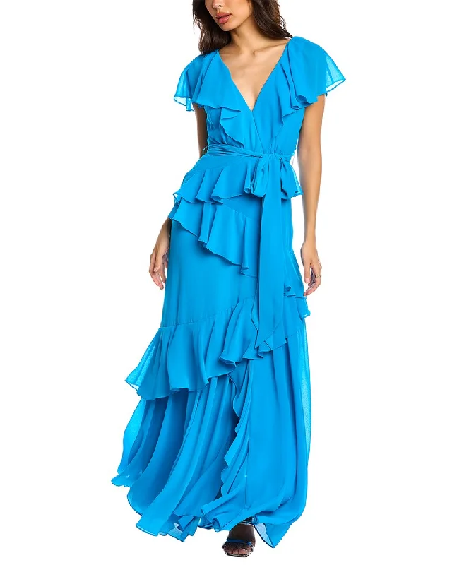 Women's Clothing For Travel Modern Romance Badgley Mischka Tiered Ruffle Gown